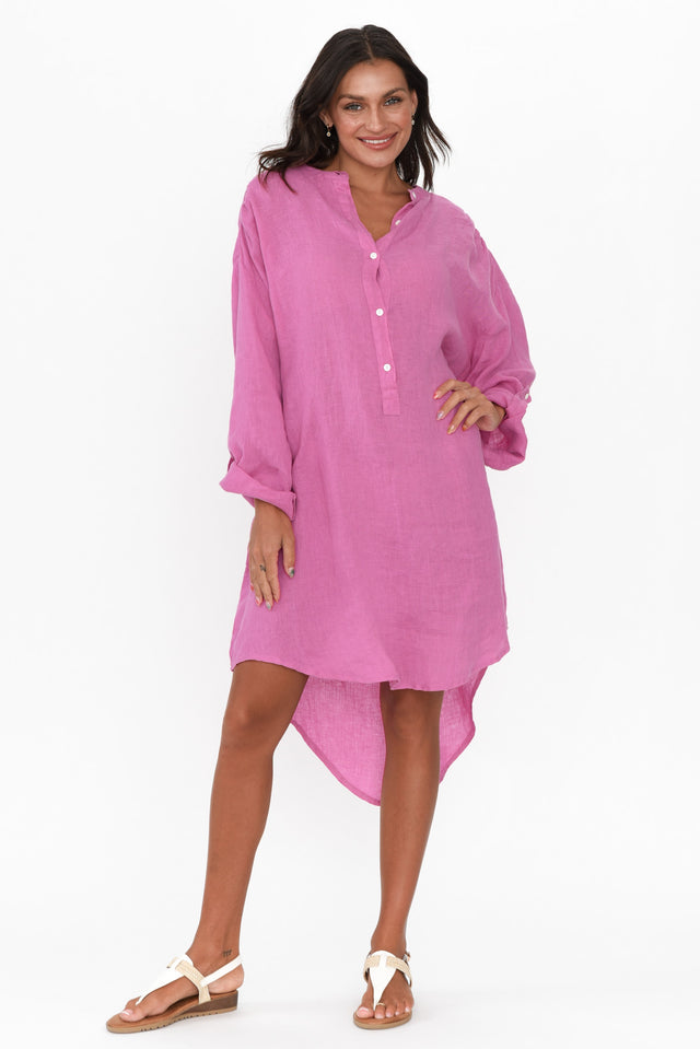 Mischa Pink Linen Shirt Dress image 7