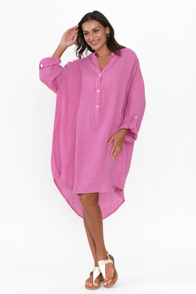 Mischa Pink Linen Shirt Dress image 2