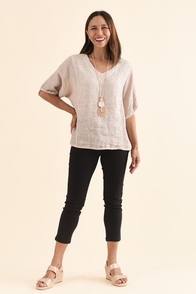 Missy Black Cropped Stretch Pants,Full Body,Brunette model,alt text|model:Cara image 2