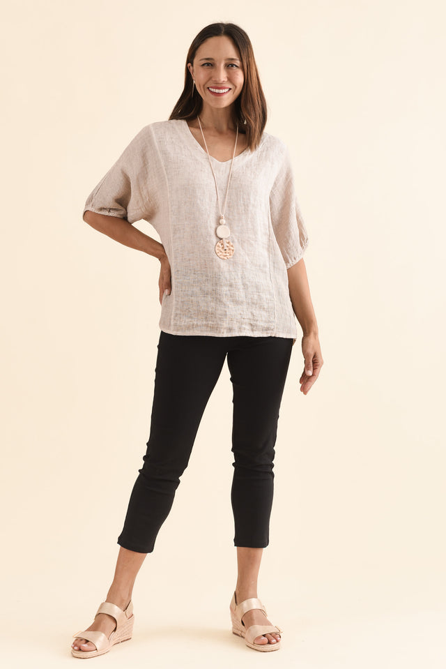 Missy Black Cropped Stretch Pants,Full Body,Brunette model,alt text|model:Cara image 6