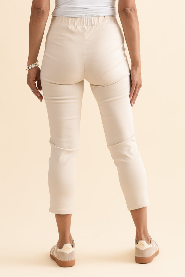 Missy Natural Cropped Stretch Pants,Back,Brunette model,alt text|model:Cara image 4