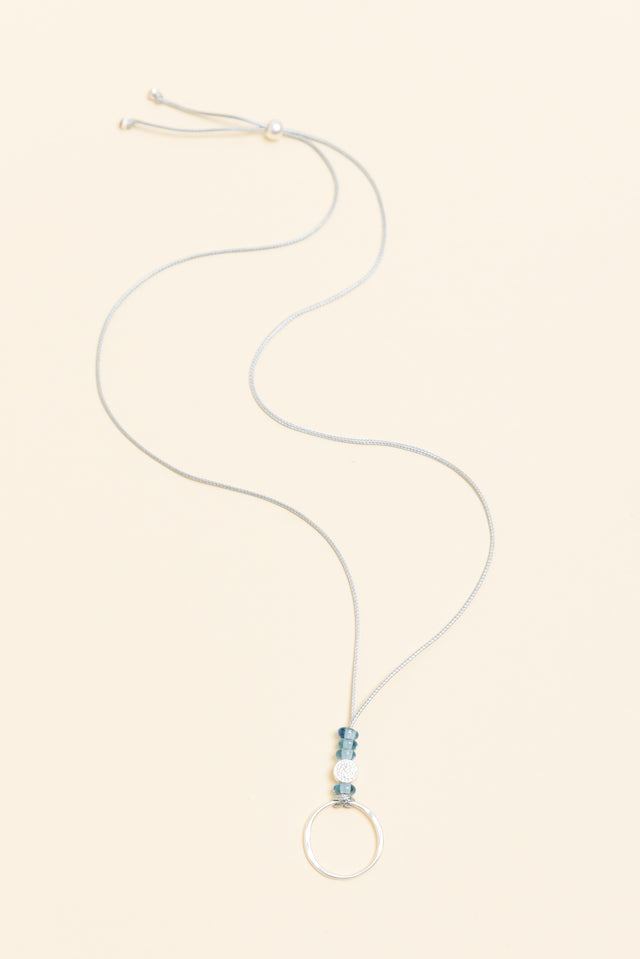 Missy Silver Beaded Ring Pendant Necklace image 1