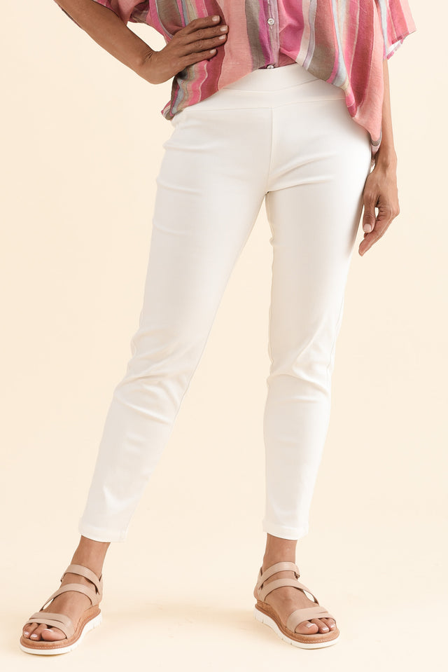 Missy White 7/8 Stretch Pants,Front,Brunette model,alt text|model:Cara image 1