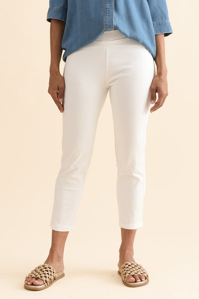 Missy White Cropped Stretch Pants