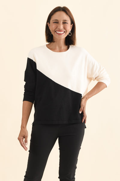 Mona Black Splice Knit Jumper