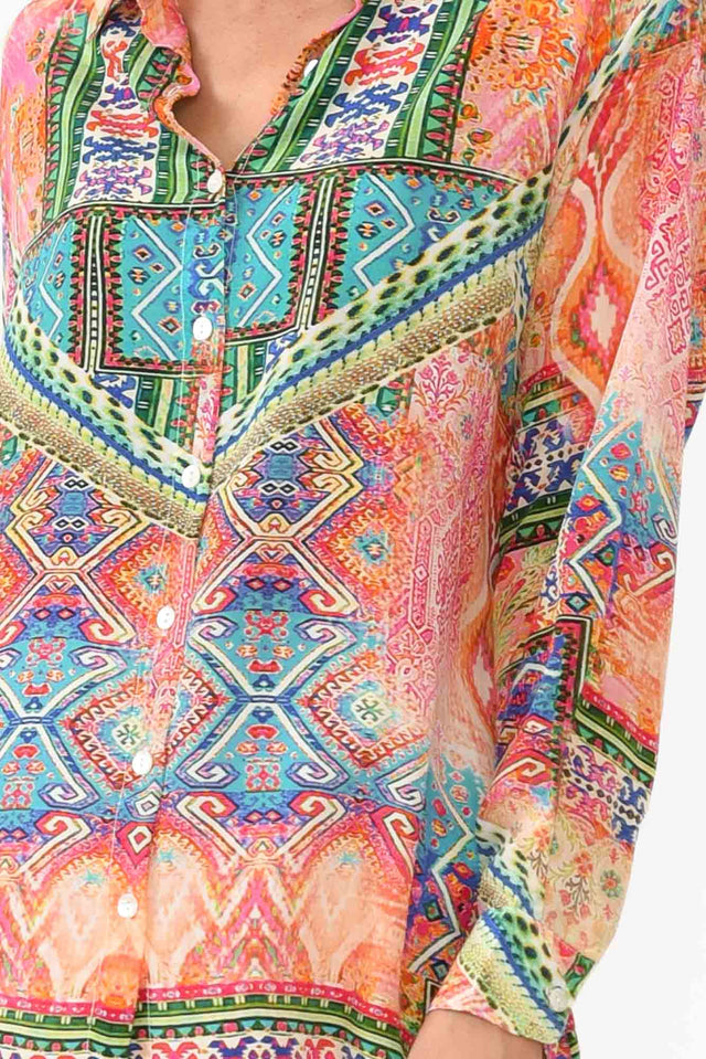 Monet Multi Silk Collared Shirt image 3