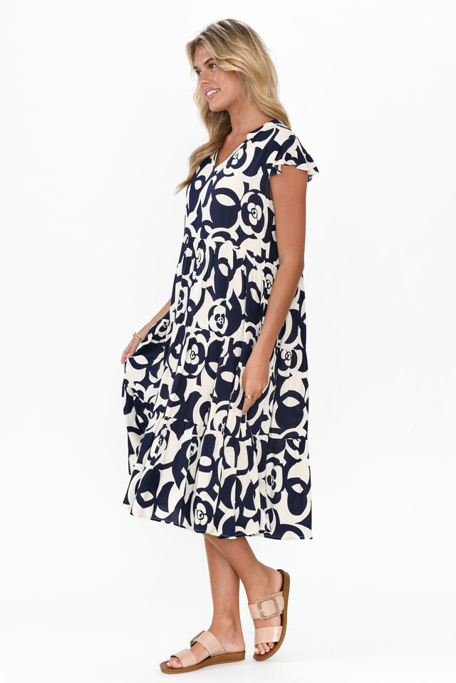 Monika Navy Geo Tier Dress