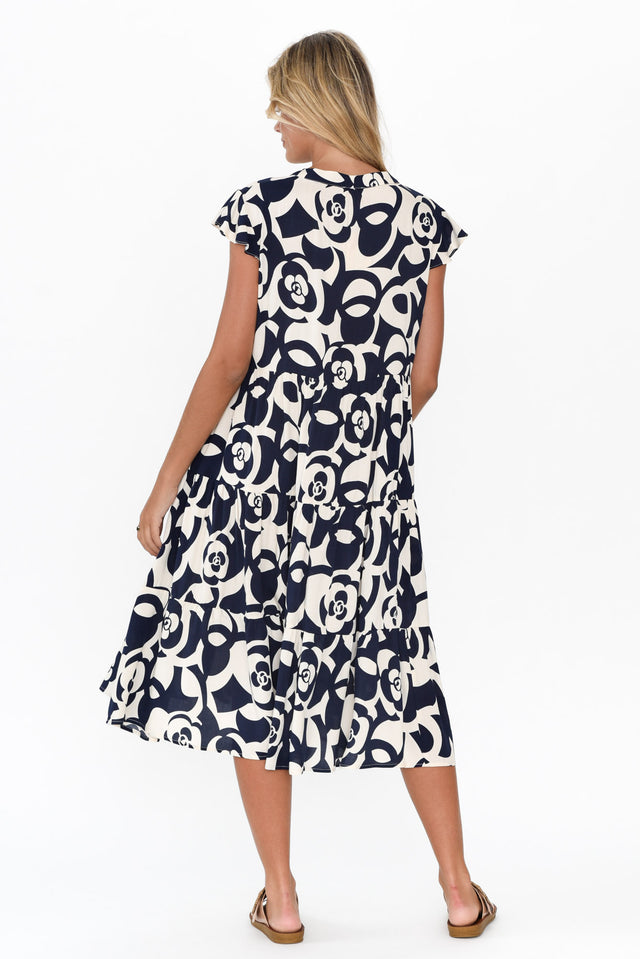 Monika Navy Geo Tier Dress