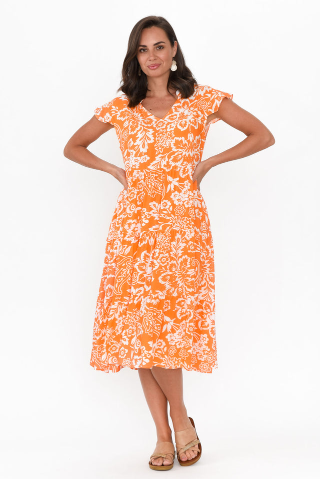 Monika Orange Flower Tier Dress image 6