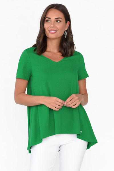 Montreal Green Cotton Tee neckline_V Neck