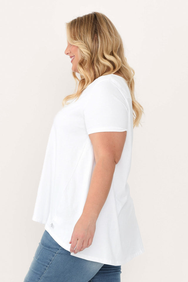 Montreal White Cotton Tee,Blonde model,alt text|model:Caitlin image 12