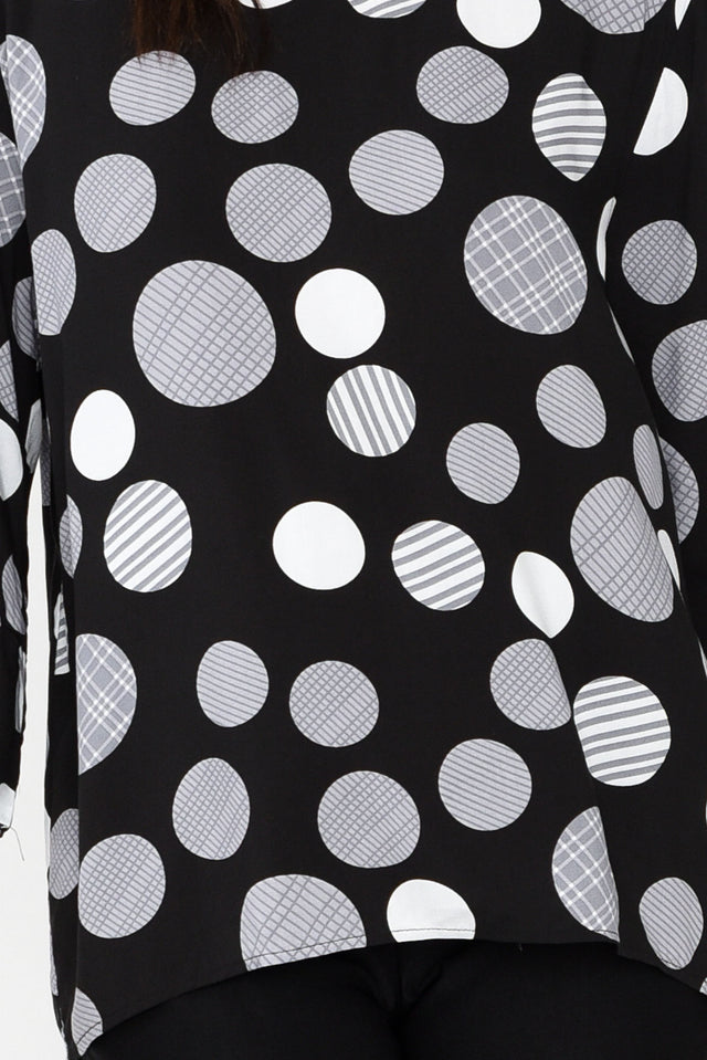 Moretti Black Spot Tulip Sleeve Top