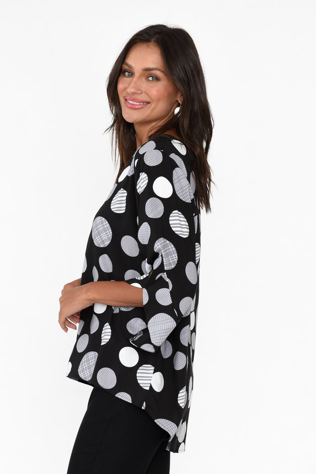 Moretti Black Spot Tulip Sleeve Top