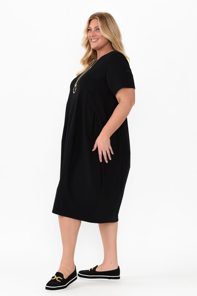 Morgan Black Diagonal Seam Dress,Blonde model,alt text|model:Caitlin image 11