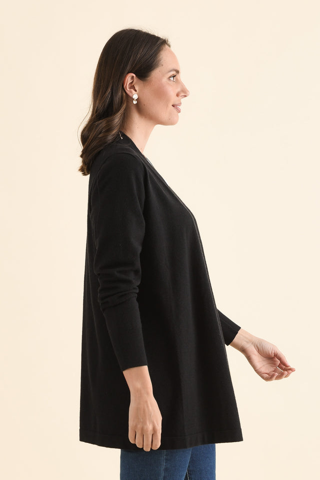 Morocco Black Knit Cardigan,Side,Brunette model,alt text|model:MJ image 3