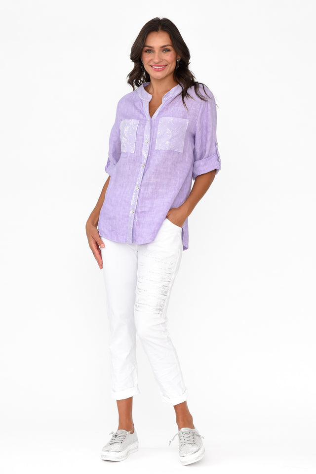Morrigan Lilac Linen Sequin Shirt