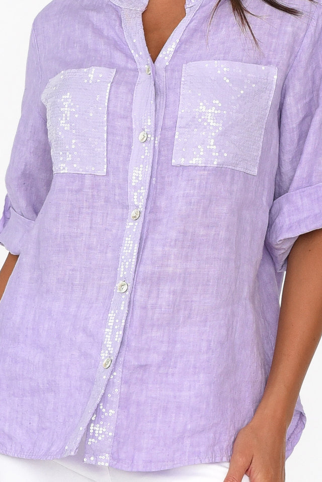 Morrigan Lilac Linen Sequin Shirt