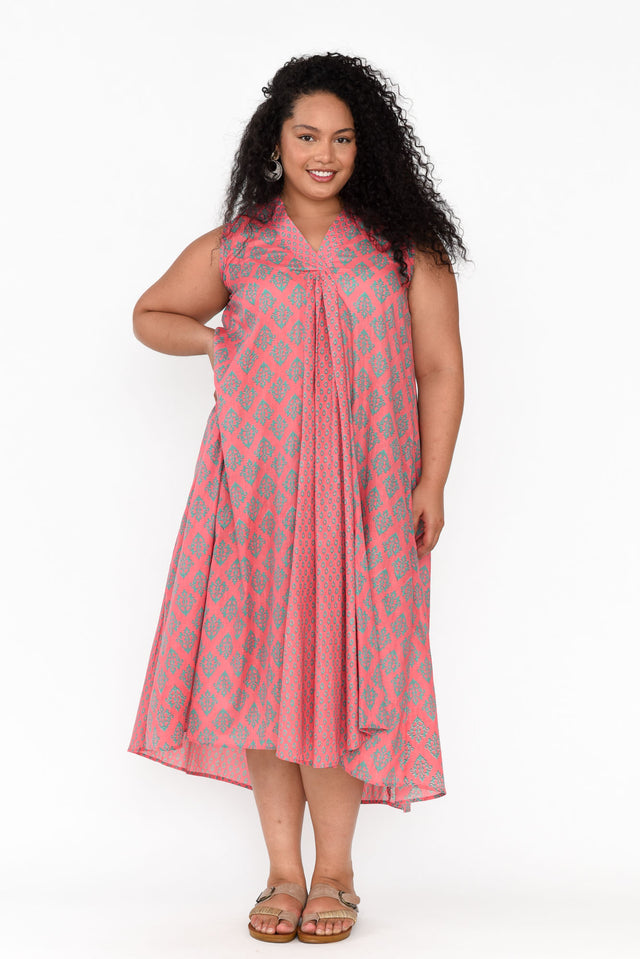 Mossman Pink Geo Cotton Dress