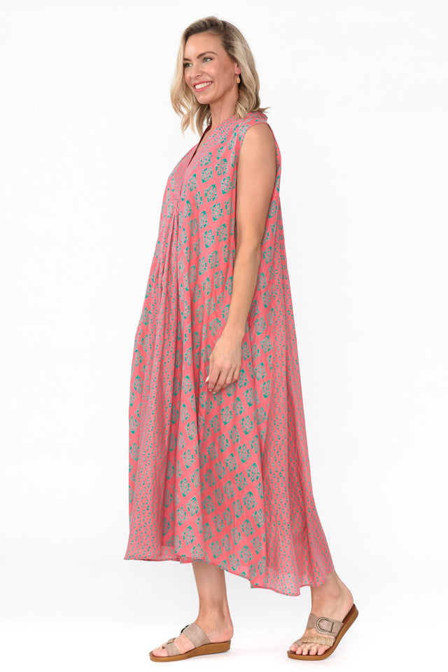 Mossman Pink Geo Cotton Dress