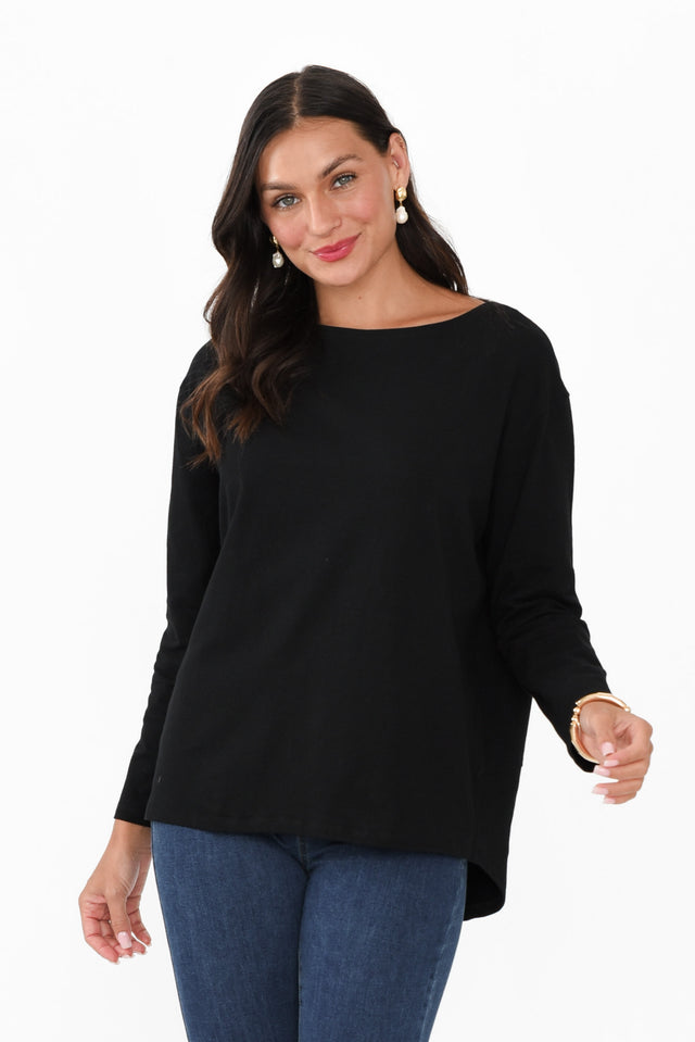 Moya Black Cotton Hi Lo Top image 2