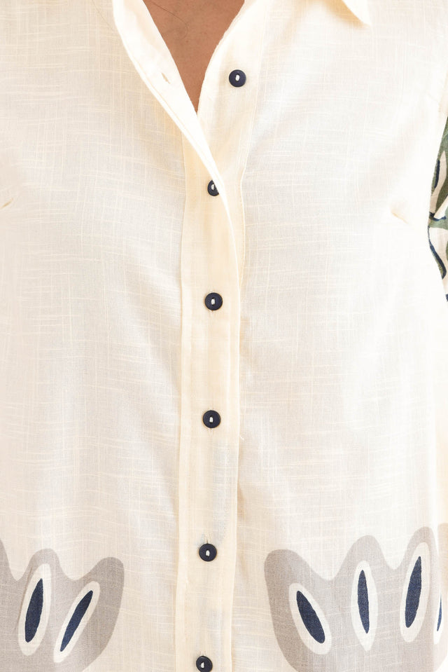 Mozlo White Motif Cotton Tie Dress,Detail,Brunette model,alt text|model:Cara image 5