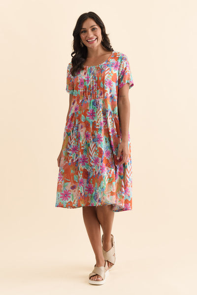Murano Orange Garden Cotton Dress