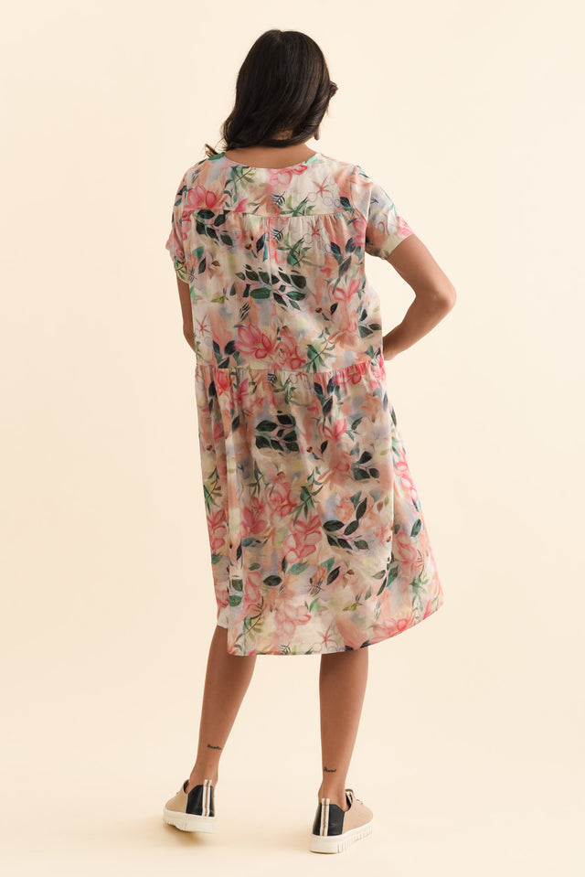 Murano Pink Wildflower Cotton Dress,Brunette model,alt text|model:Brontie image 5