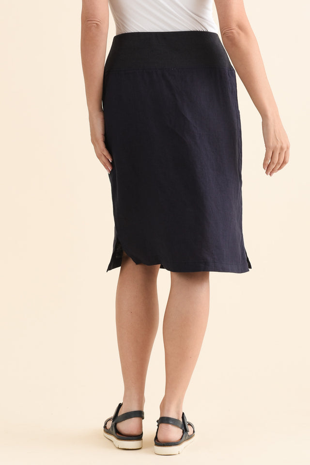 Mylah Navy Linen Stretch Skirt image 4