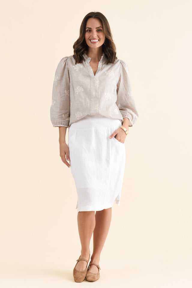 Mylah White Linen Stretch Skirt image 6