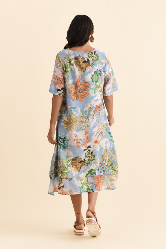 Nala Blue Garden Layers Dress,Brunette model,alt text|model:Brontie image 5