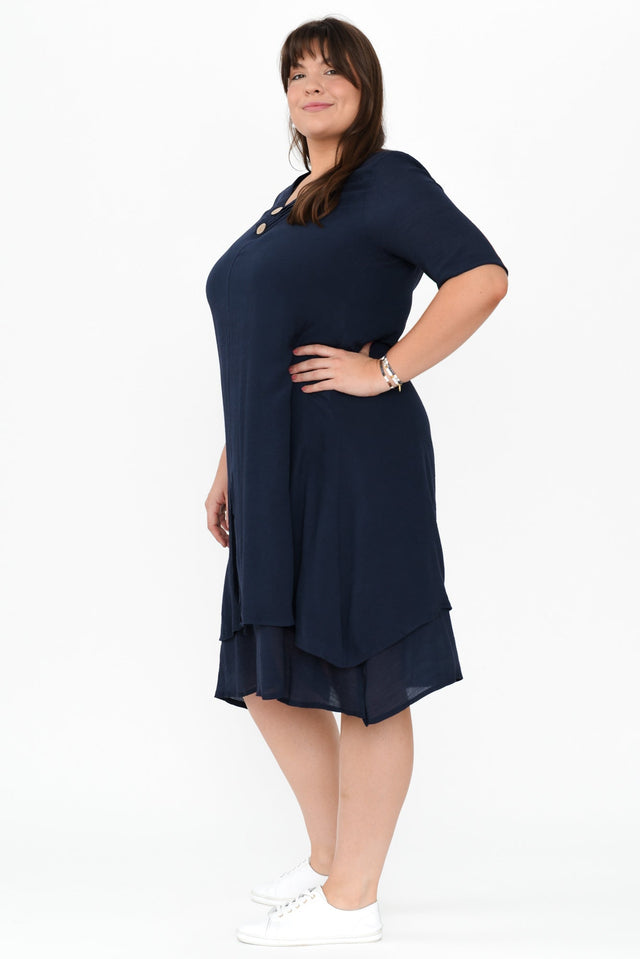 Nala Navy Layers Dress,Brunette model,alt text|model:Gabby image 11