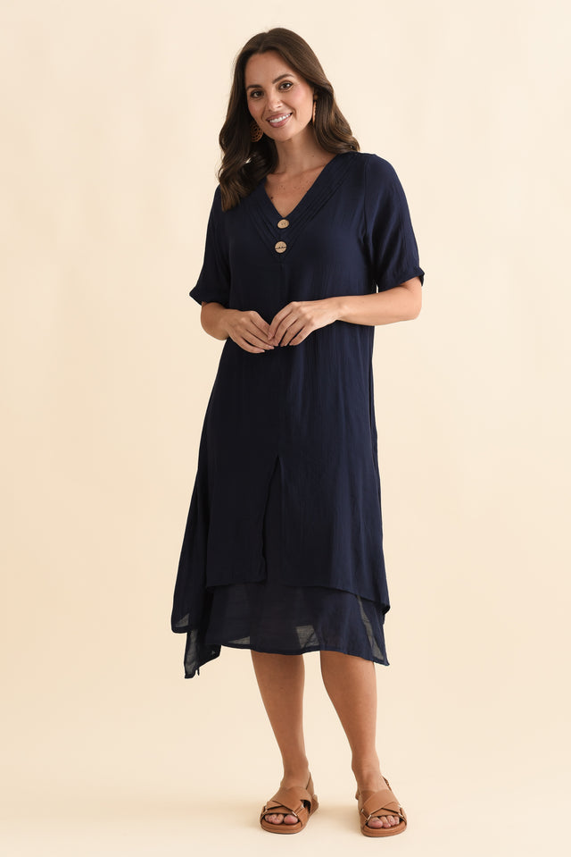 Nala Navy Layers Dress,Brunette model,alt text|model:MJ image 9