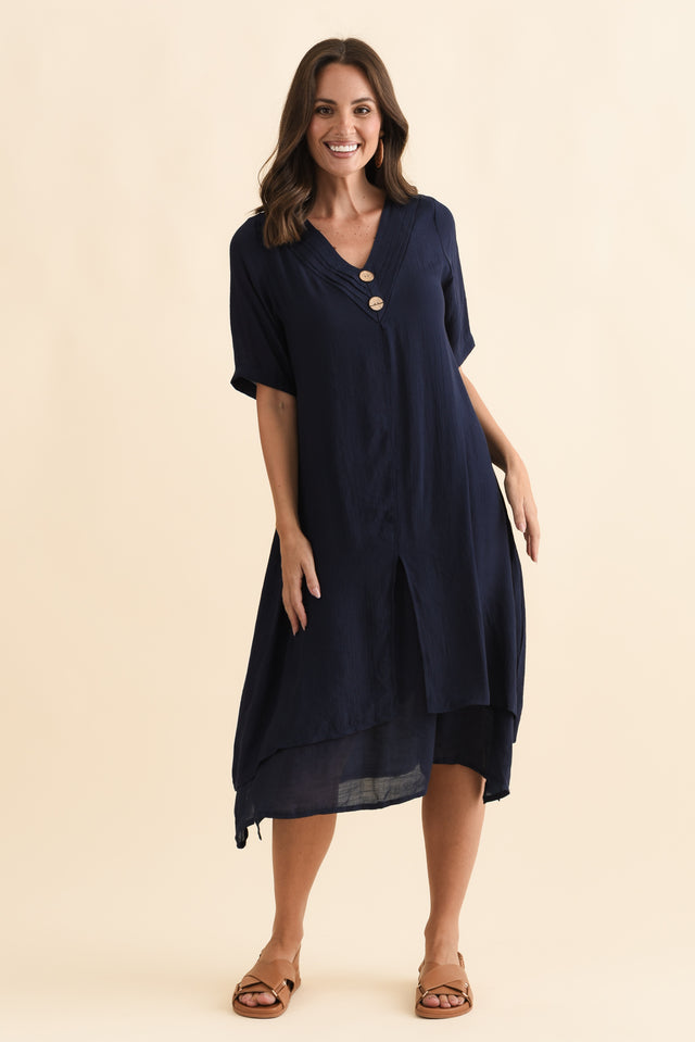 Nala Navy Layers Dress,Brunette model,alt text|model:MJ image 5
