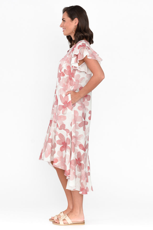 Nalani Pink Flower Linen Cotton Dress image 3