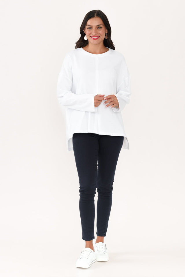 Naomi White Cotton Sweatshirt,Brunette model,alt text|model:Brontie image 7