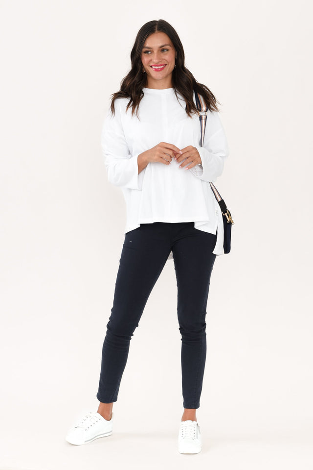 Naomi White Cotton Sweatshirt,Brunette model,alt text|model:Brontie image 3