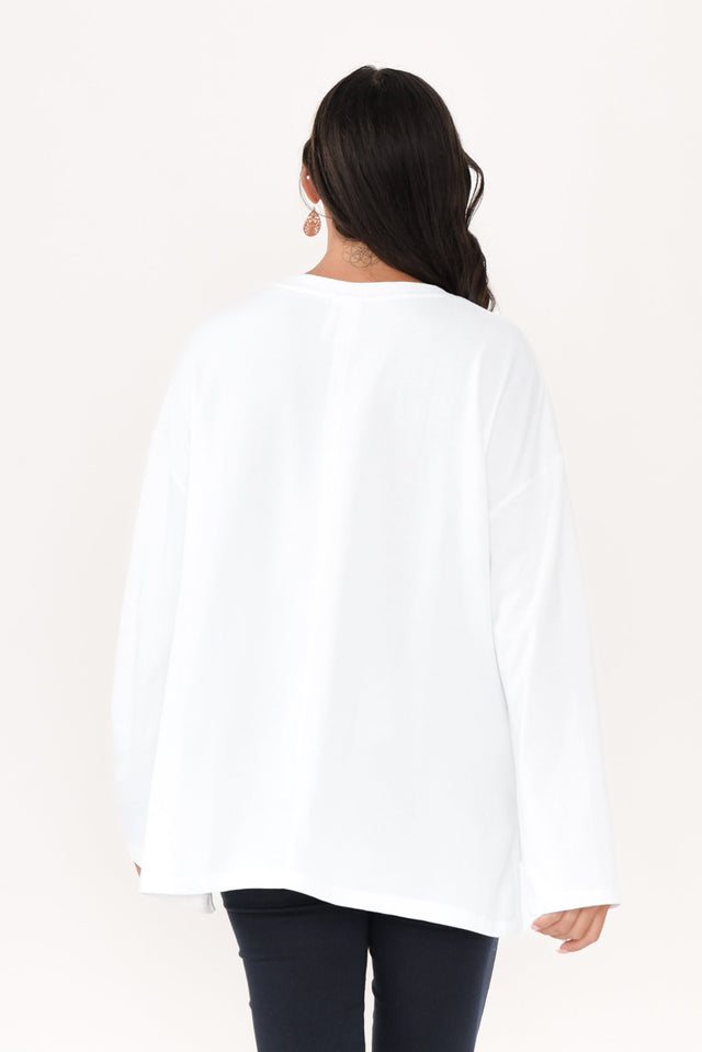 Naomi White Cotton Sweatshirt,Brunette model,alt text|model:Brontie image 5