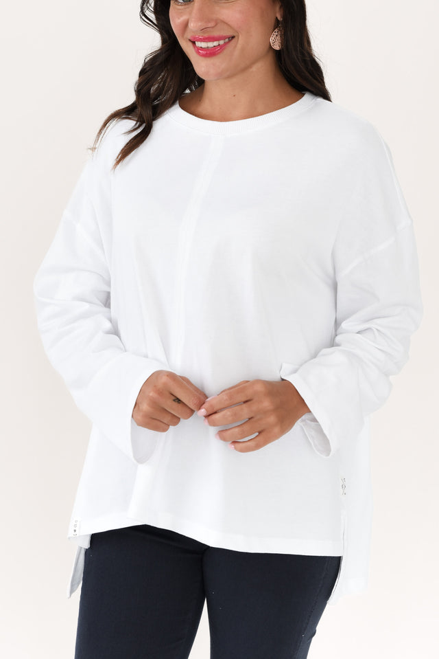 Naomi White Cotton Sweatshirt,Brunette model,alt text|model:Brontie image 6