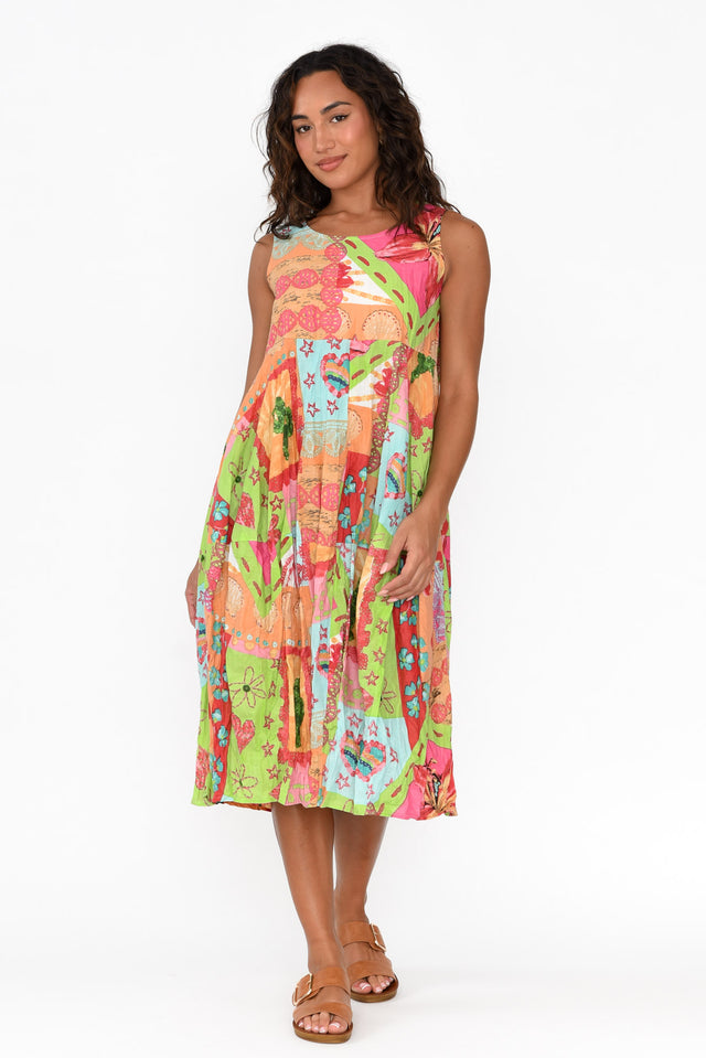 Napa Orange Abstract Organic Cotton Dress