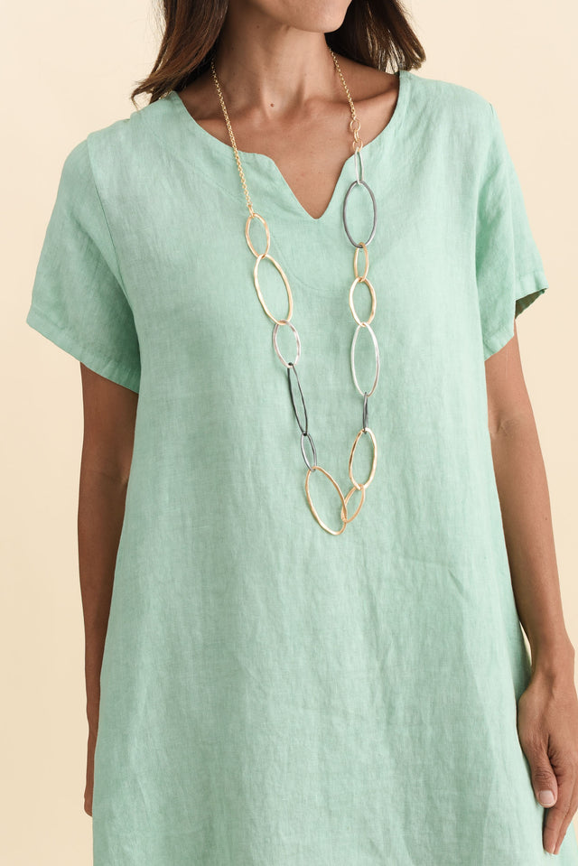 Nara Aqua Linen Pocket Dress,Brunette model,alt text|model:Cara image 6