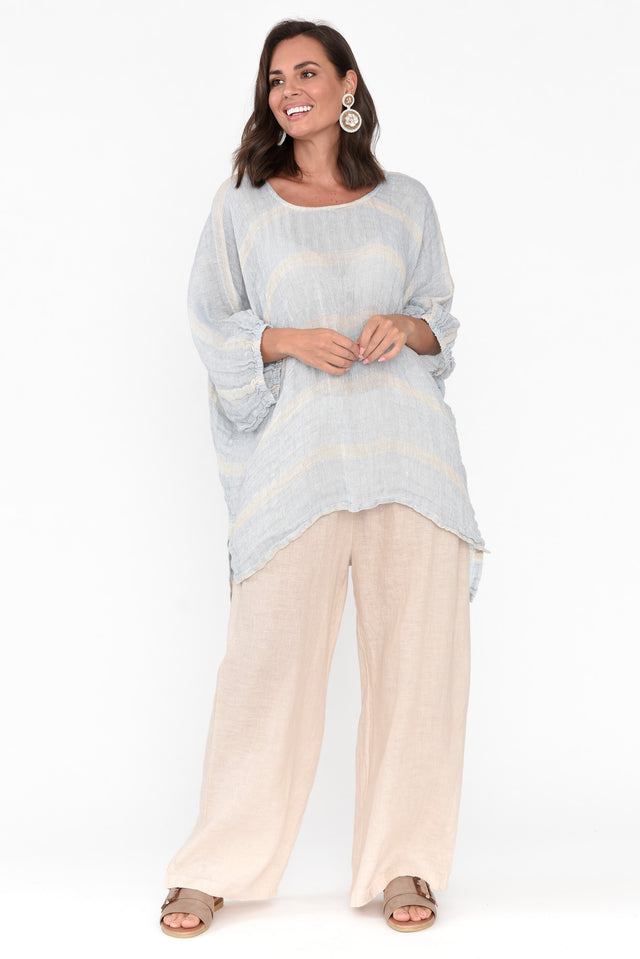 Nassau Blue Stripe Linen Top