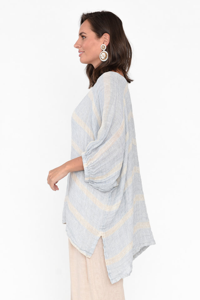 Nassau Blue Stripe Linen Top