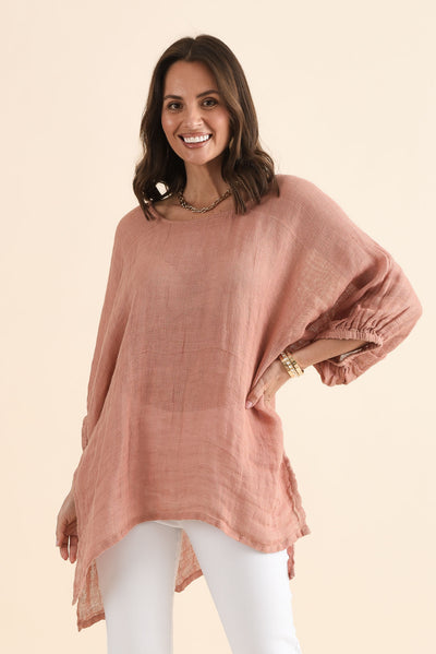 Nassau Blush Linen Top