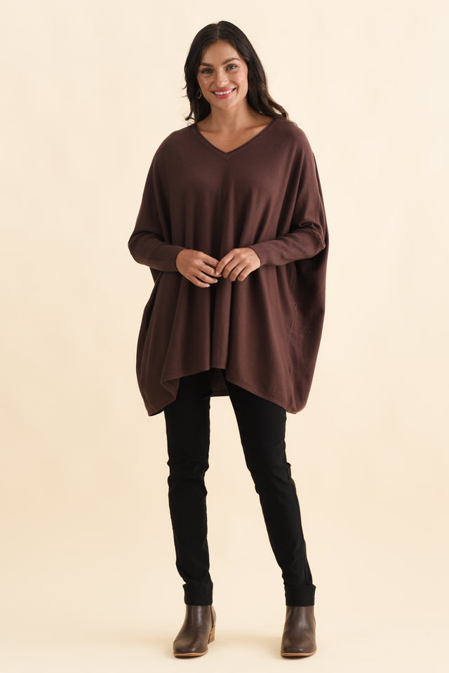 Nastia Brown Wool Blend Jumper,Brunette model,alt text|model:Brontie image 8