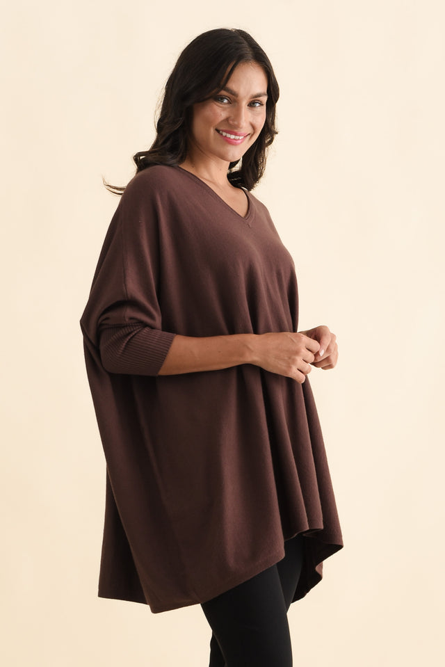 Nastia Brown Wool Blend Jumper,Brunette model,alt text|model:Brontie image 5