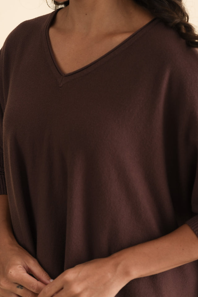 Nastia Brown Wool Blend Jumper,Brunette model,alt text|model:Brontie image 7
