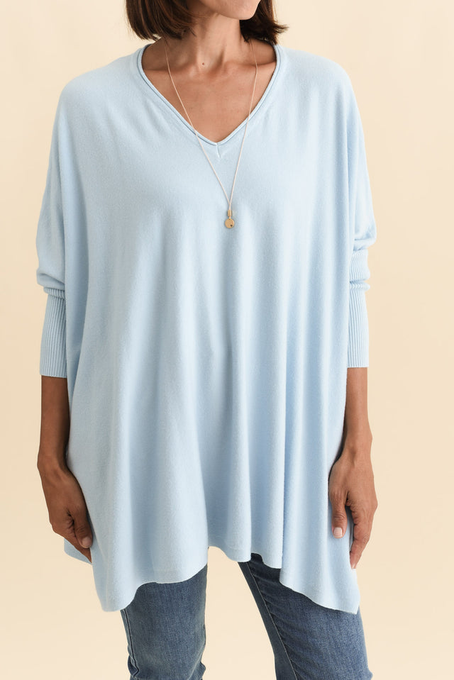 Nastia Light Blue Wool Blend Jumper,Brunette model,alt text|model:Cara image 7