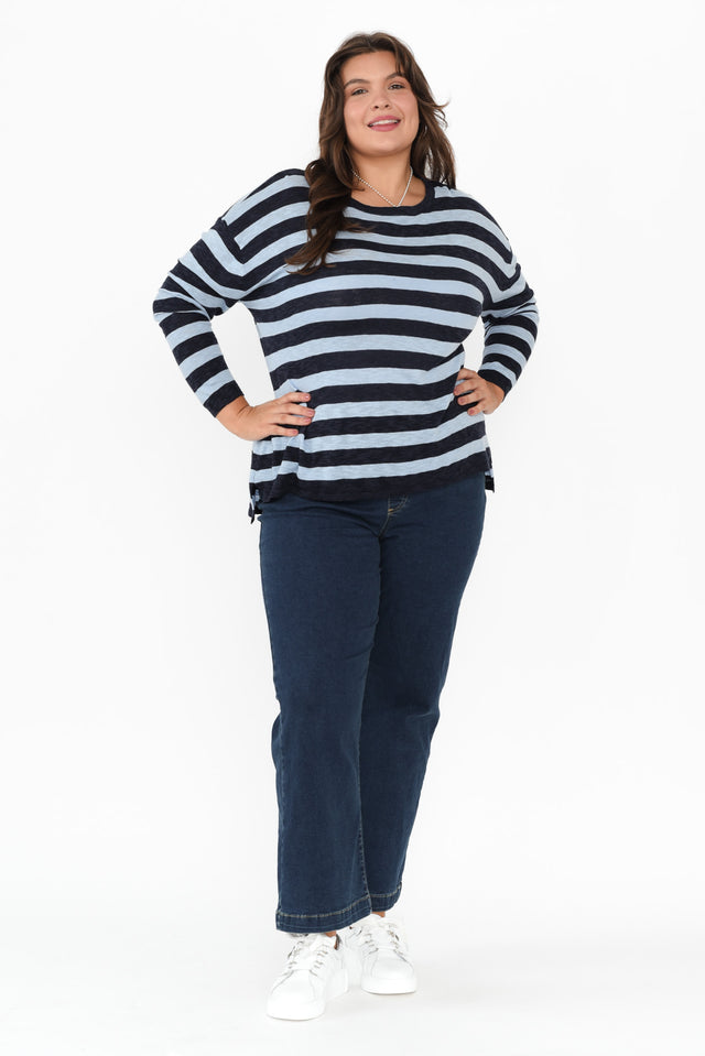 Maddy Dark Blue Straight Leg Jeans,Brunette model,alt text|model:Gabby image 14