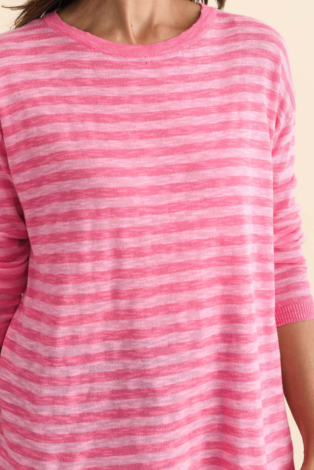 Natasha Blush Stripe Knit Top,Brunette model,alt text|model:Cara image 7