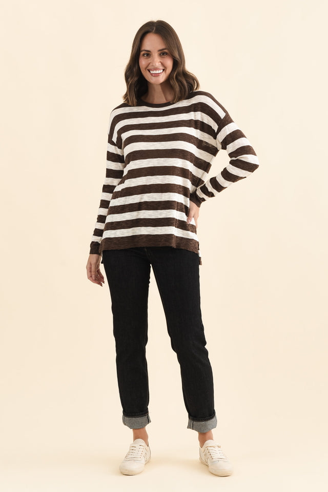 Natasha Chocolate Stripe Knit Top image 6